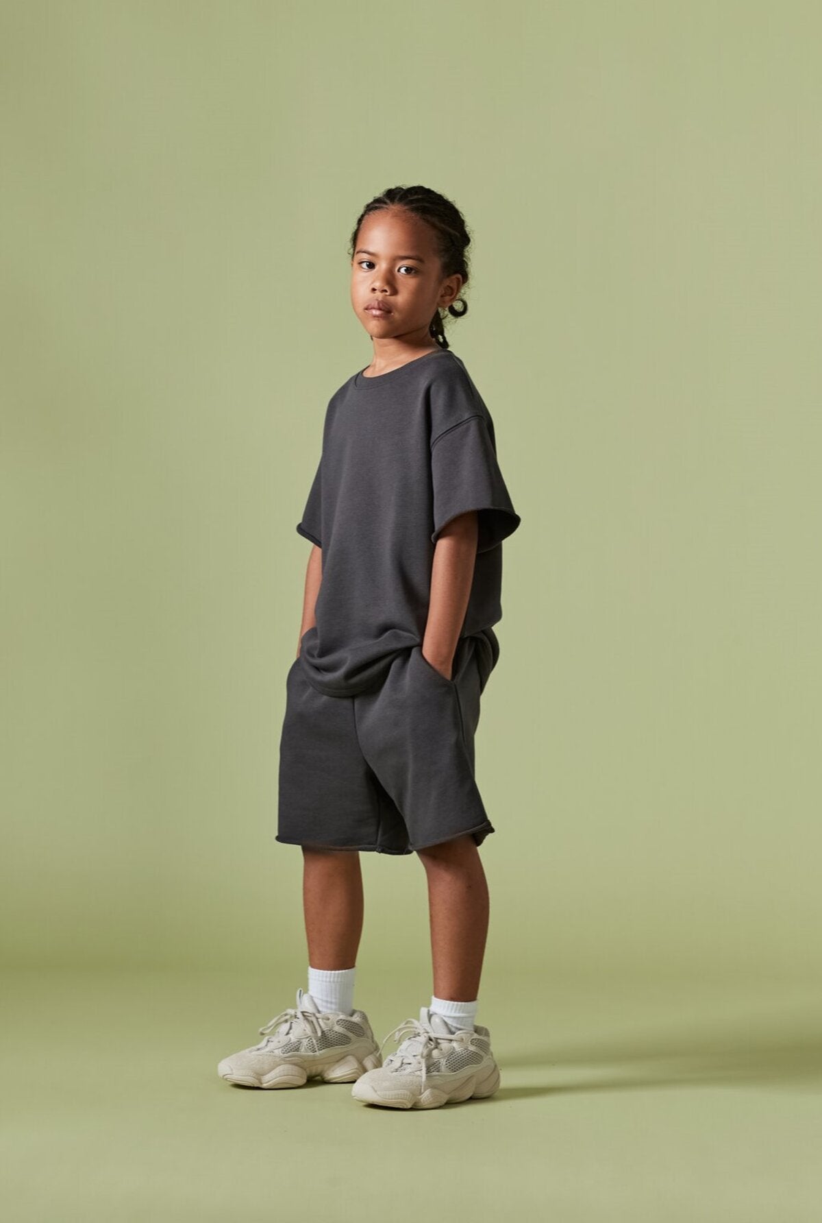 Kids APLUS DMINUS Bermuda Distressed Boxy T-Shirt – 100% Cotton Raw-Edge Relaxed Tee