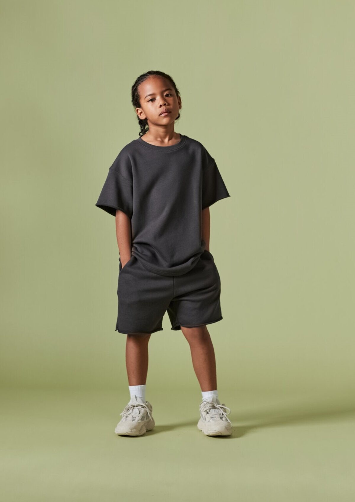 Kids APLUS DMINUS Bermuda Distressed Boxy T-Shirt – 100% Cotton Raw-Edge Relaxed Tee