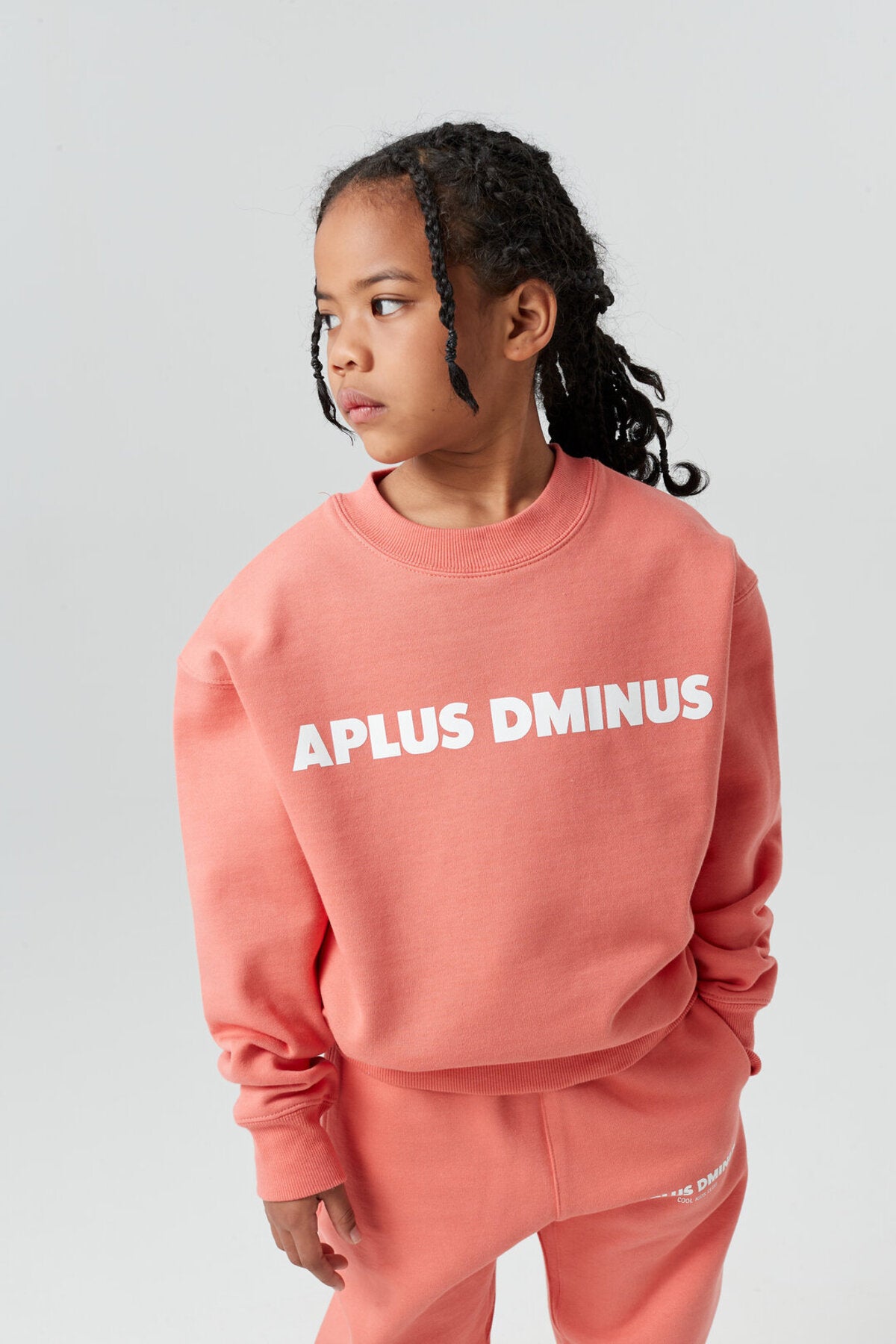 Kids APLUS DMINUS Bold Logo Crewneck Sweatshirt – Structured Thin Fleece Sports Casual Pullover