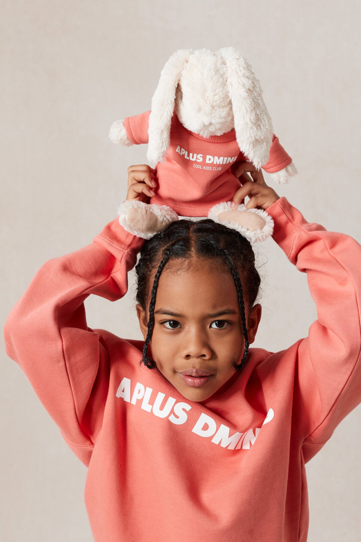 Kids APLUS DMINUS Bold Logo Crewneck Sweatshirt – Structured Thin Fleece Sports Casual Pullover