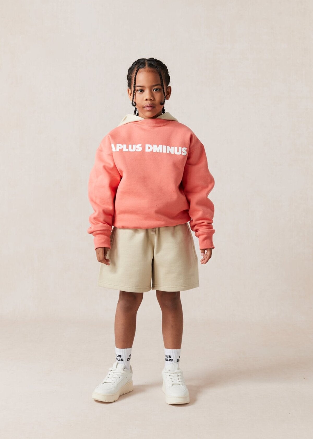 Kids APLUS DMINUS Bold Logo Crewneck Sweatshirt – Structured Thin Fleece Sports Casual Pullover