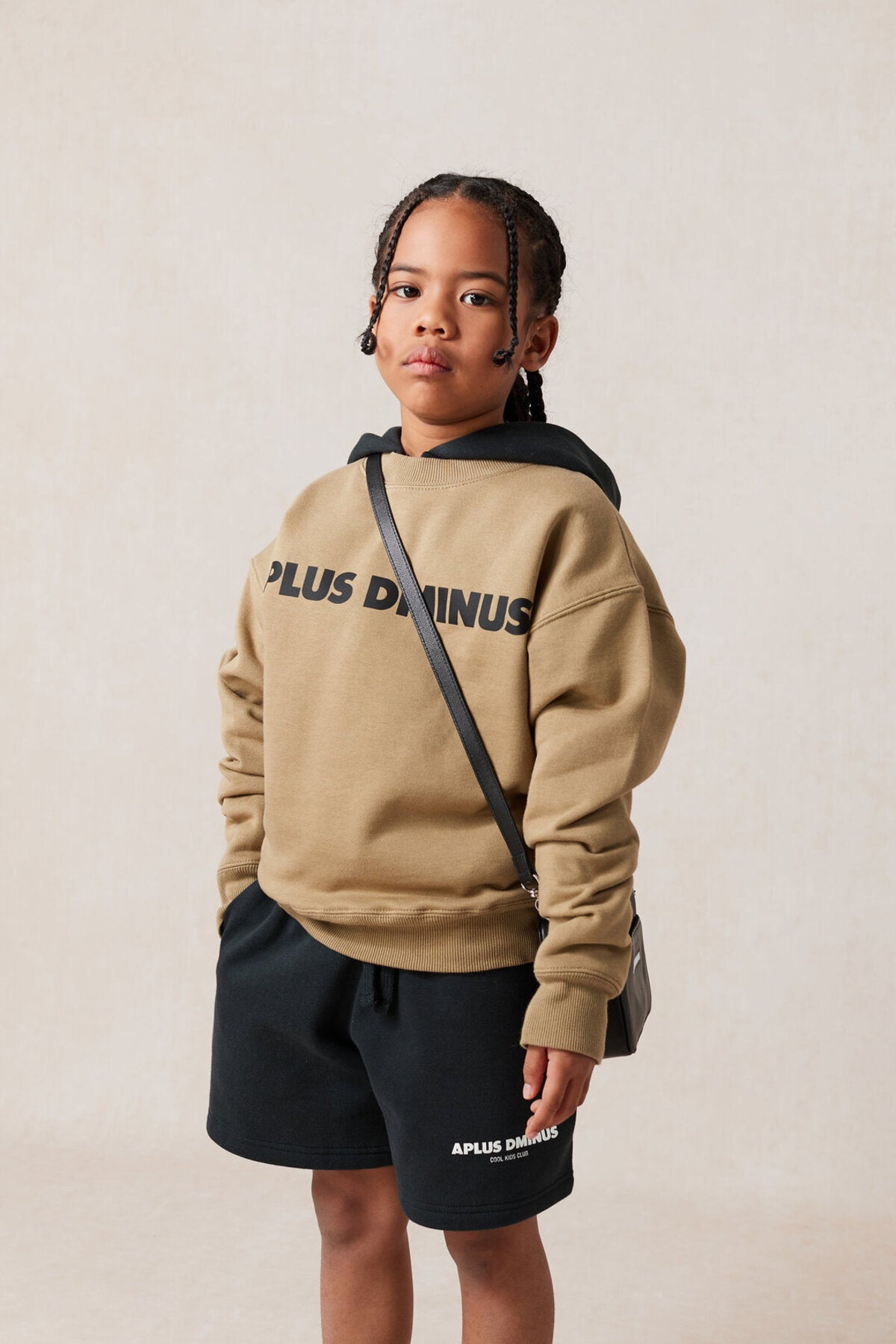 Kids APLUS DMINUS Bold Logo Crewneck Sweatshirt – Structured Thin Fleece Sports Casual Pullover