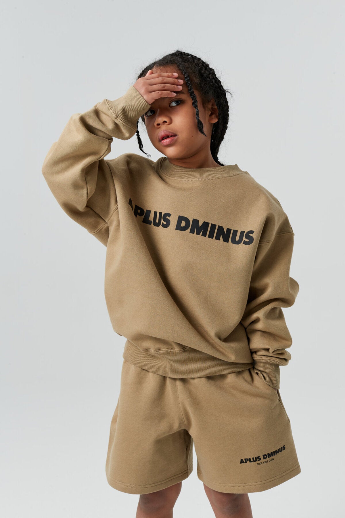 Kids APLUS DMINUS Bold Logo Crewneck Sweatshirt – Structured Thin Fleece Sports Casual Pullover