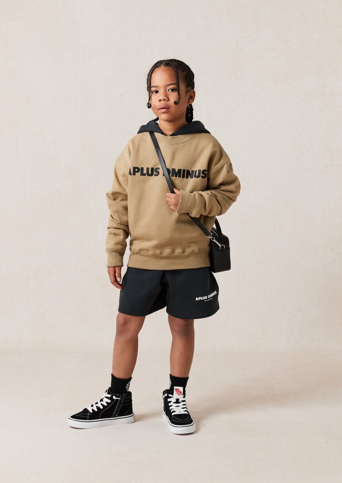 Kids APLUS DMINUS Bold Logo Crewneck Sweatshirt – Structured Thin Fleece Sports Casual Pullover