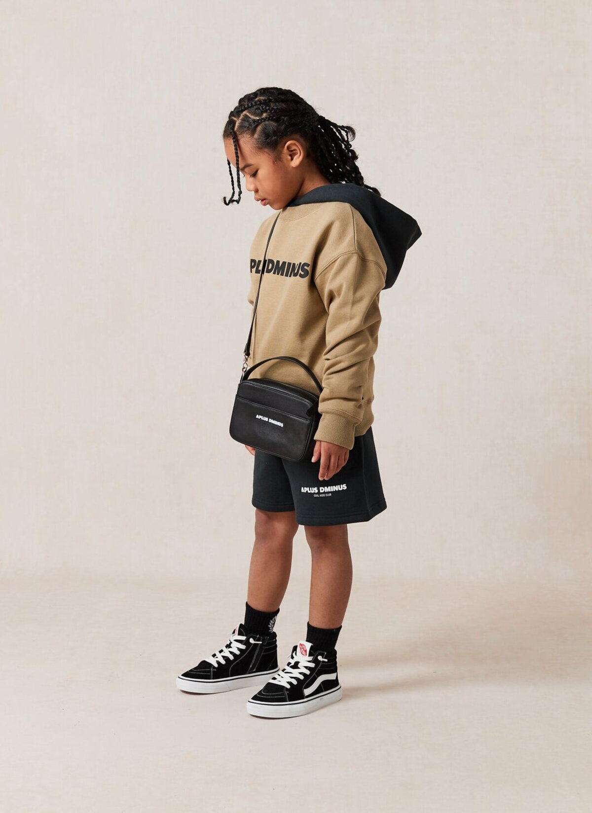 Kids APLUS DMINUS Bold Logo Crewneck Sweatshirt – Structured Thin Fleece Sports Casual Pullover