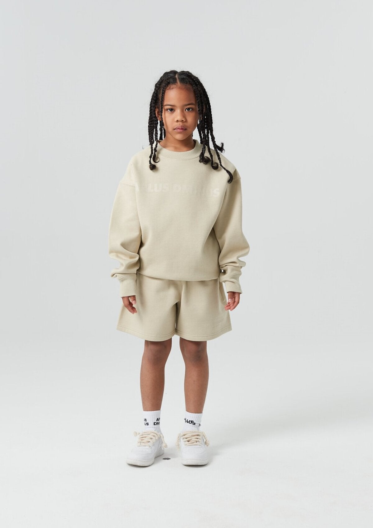 Kids APLUS DMINUS Bold Logo Crewneck Sweatshirt – Structured Thin Fleece Sports Casual Pullover
