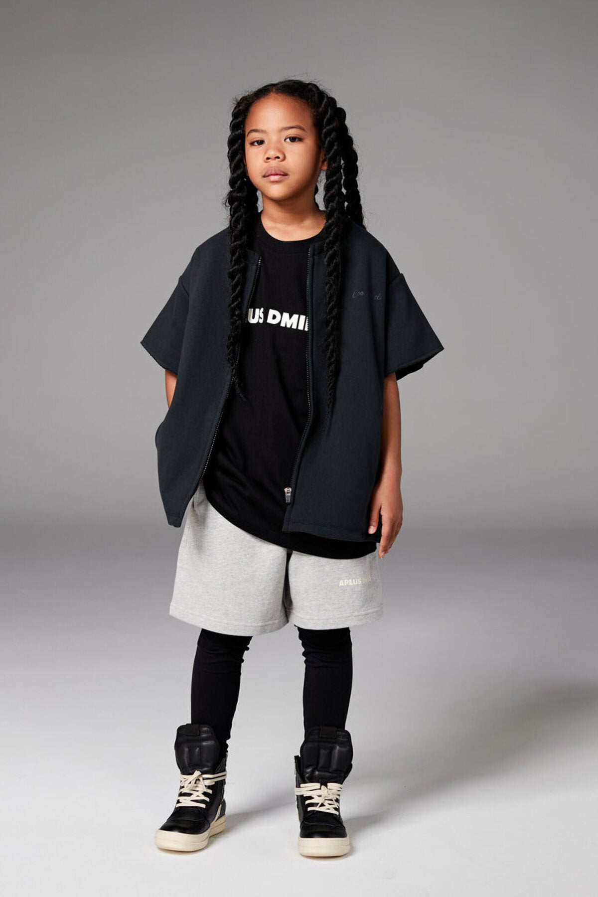 Kids APLUS DMINUS Boxy Logo T-Shirt – 100% Cotton Minimalist Everyday Tee