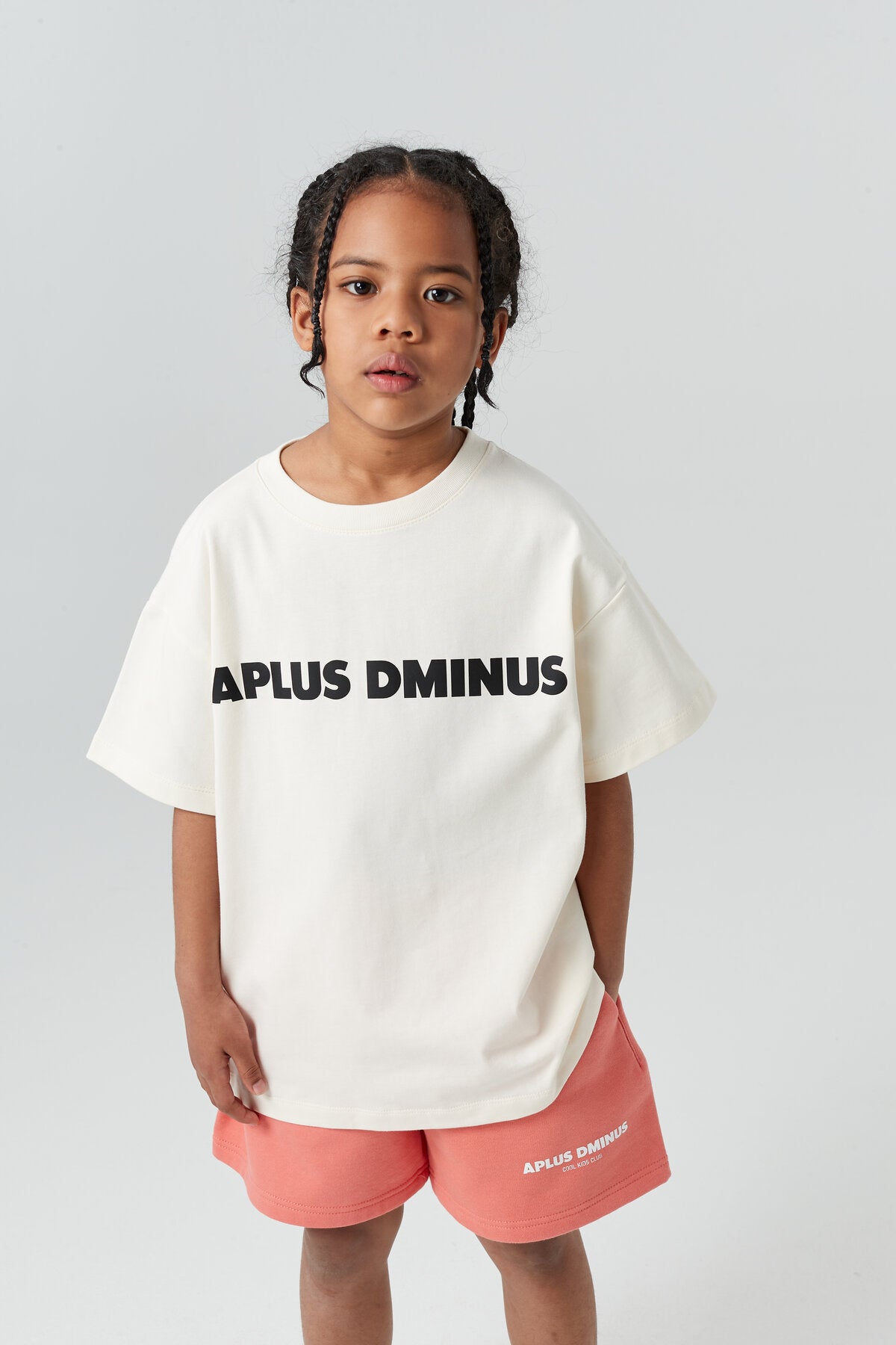 Kids APLUS DMINUS Boxy Logo T-Shirt – 100% Cotton Minimalist Everyday Tee