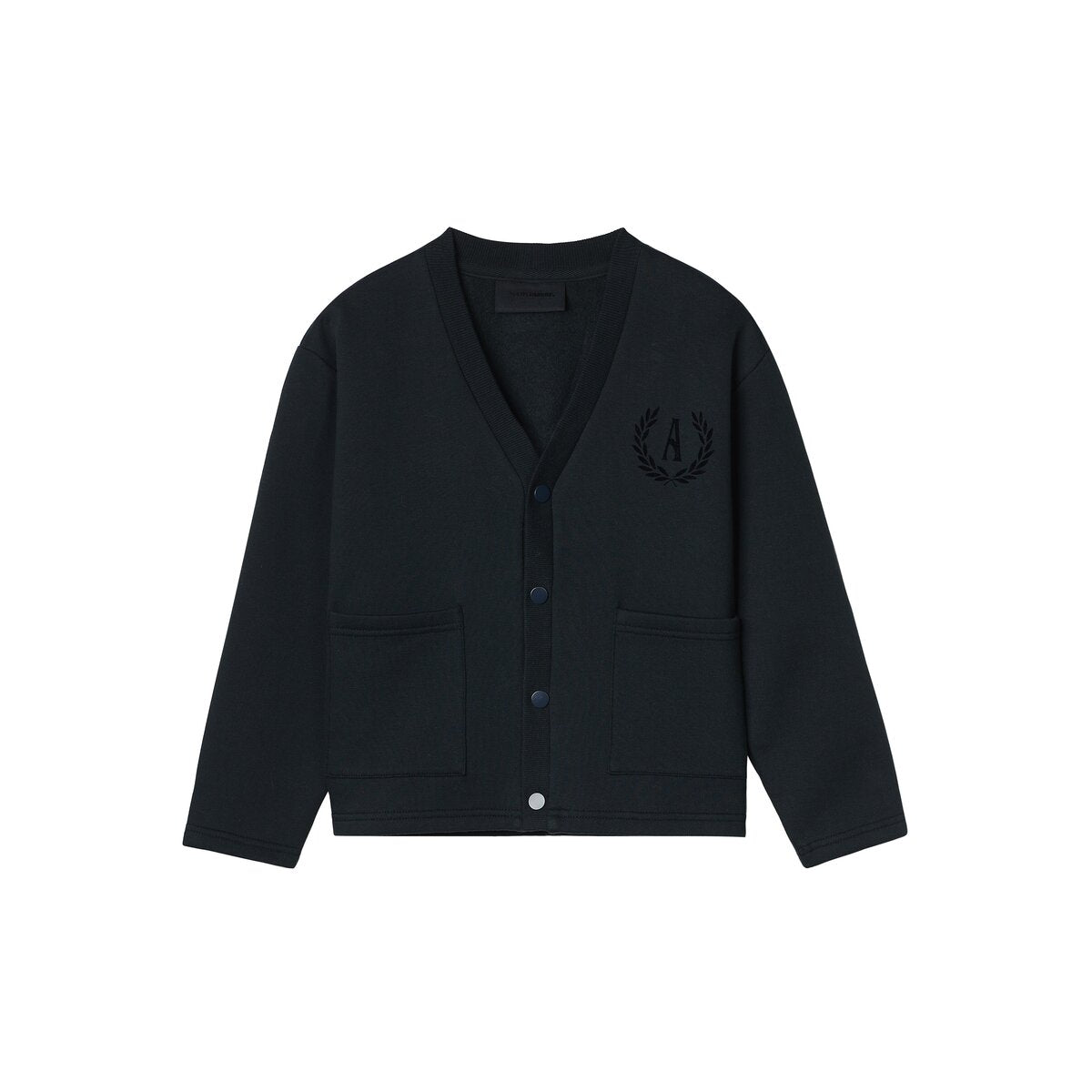 Kids APLUS DMINUS Campus Logo Knit Cardigan – Structured Snap-Front Lightweight Jacket