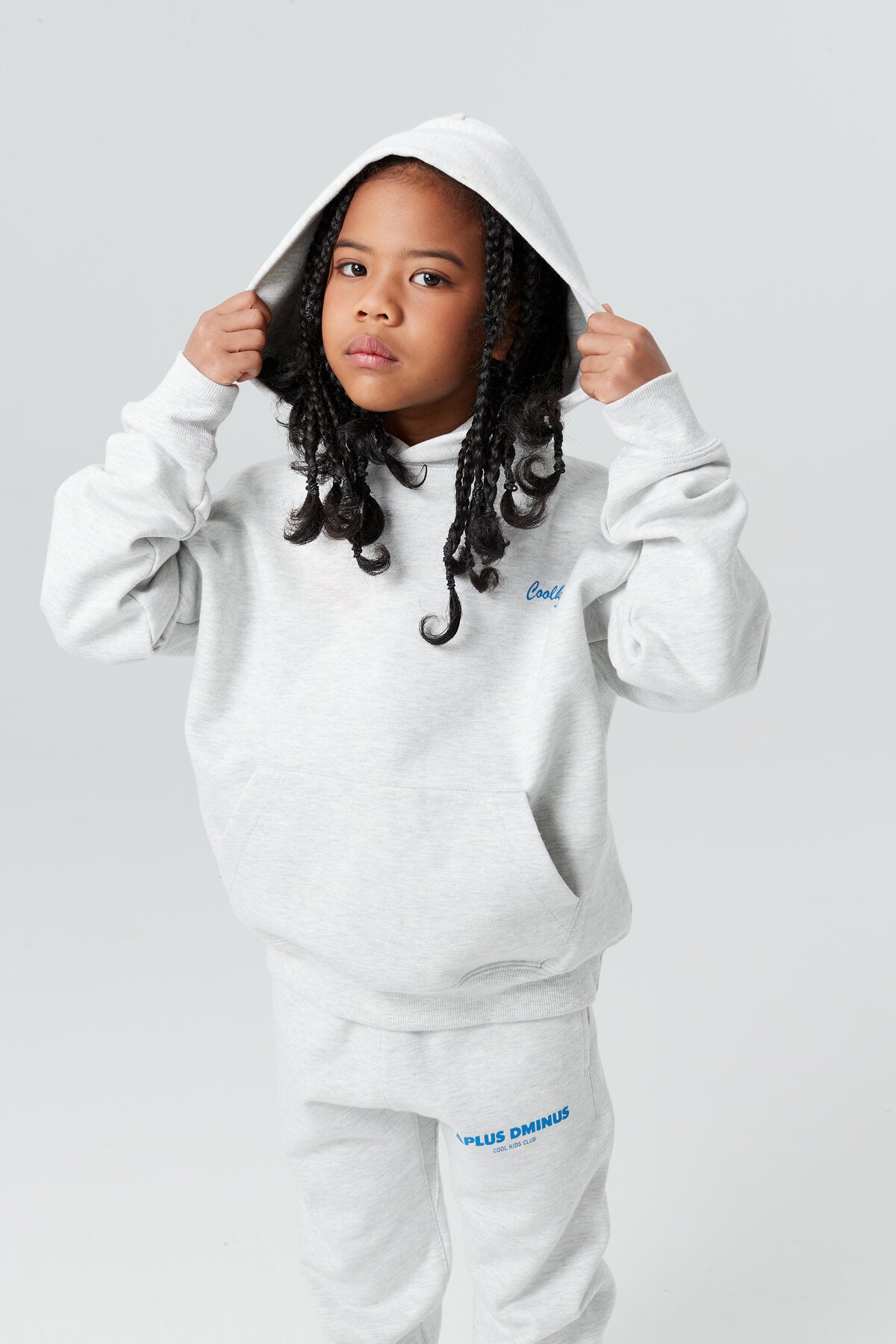 Kids APLUS DMINUS Cool Kids Club Script Logo Pullover Hoodie – Structured Thin Fleece Sweatshirt