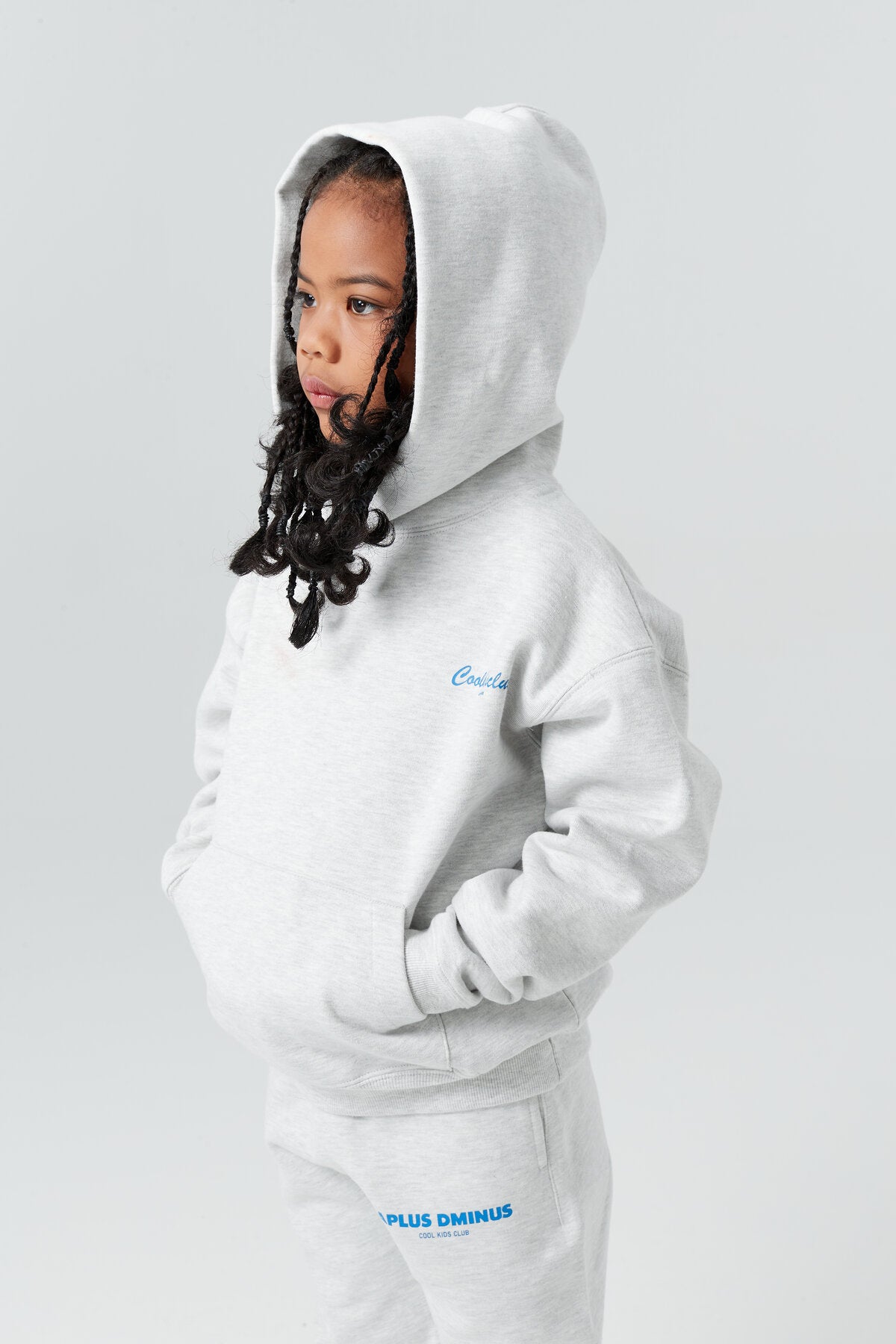 Kids APLUS DMINUS Cool Kids Club Script Logo Pullover Hoodie – Structured Thin Fleece Sweatshirt