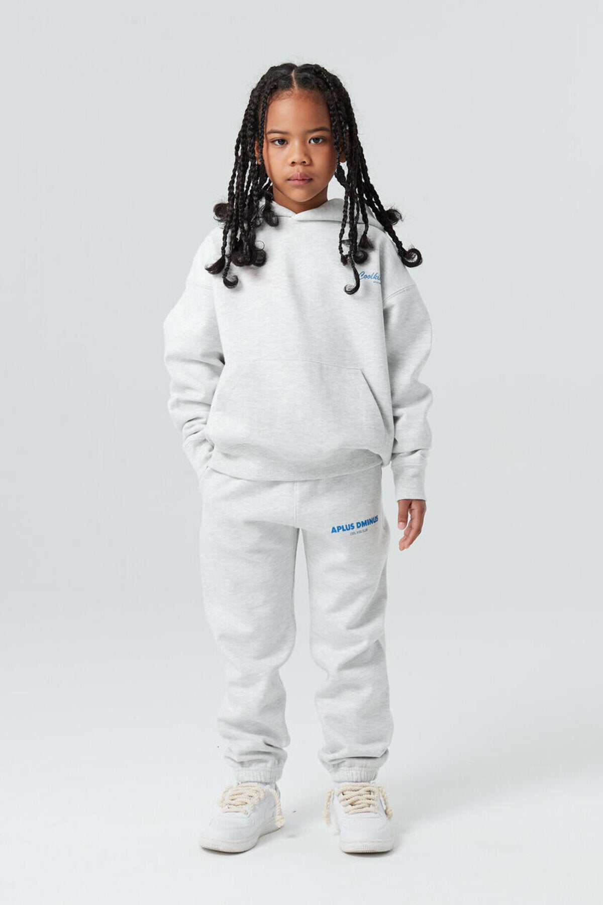 Kids APLUS DMINUS Cool Kids Club Script Logo Pullover Hoodie – Structured Thin Fleece Sweatshirt