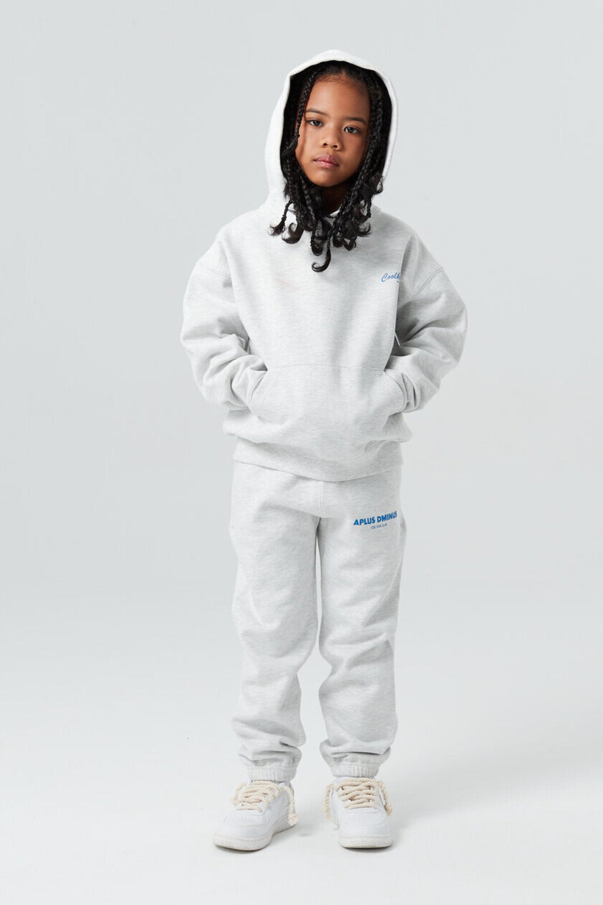 Kids APLUS DMINUS Cool Kids Club Script Logo Pullover Hoodie – Structured Thin Fleece Sweatshirt