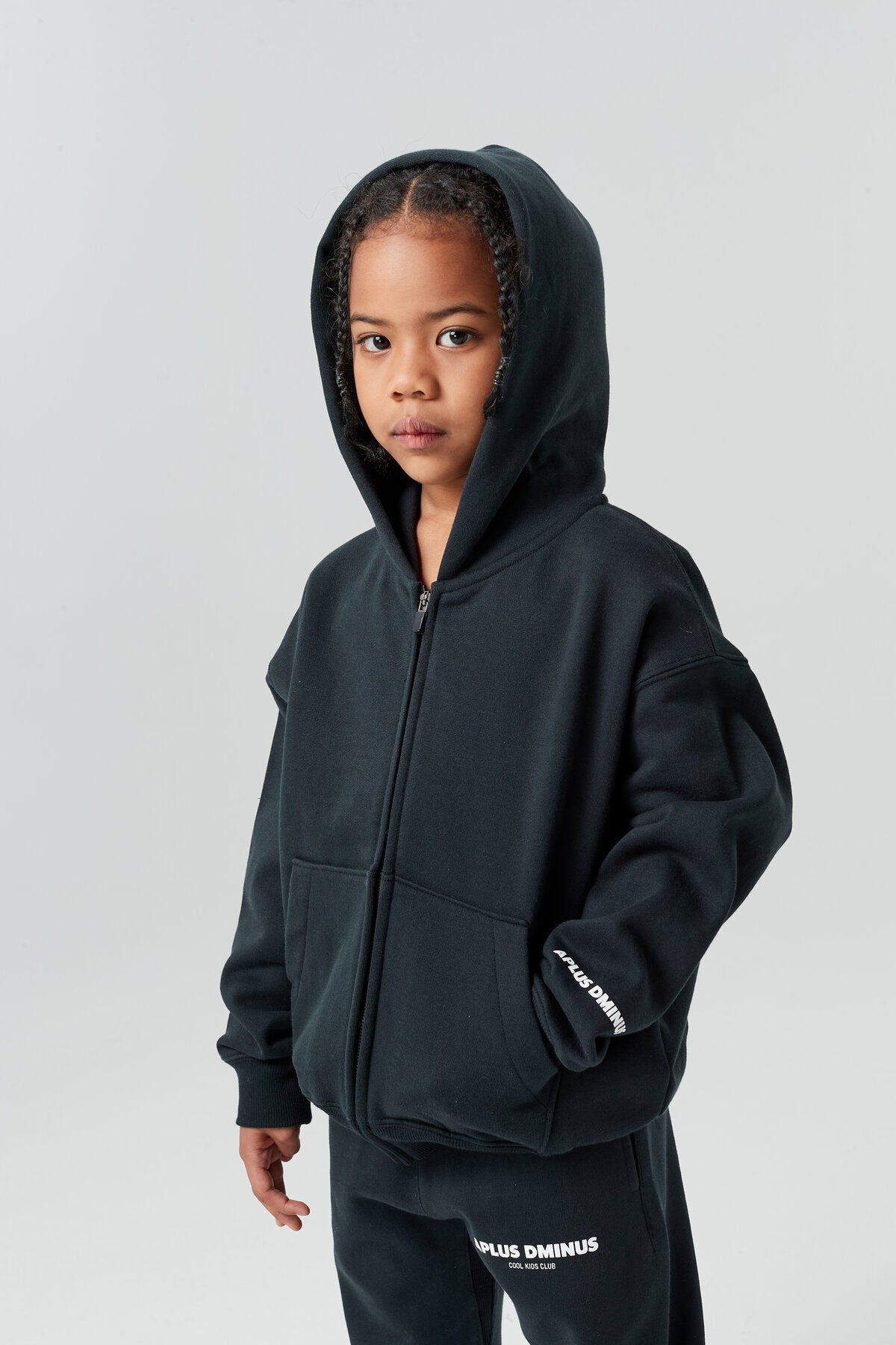 Kids APLUS DMINUS Cool Kids Club Zip-Up Hoodie – Lightweight Structured Fleece Jacket