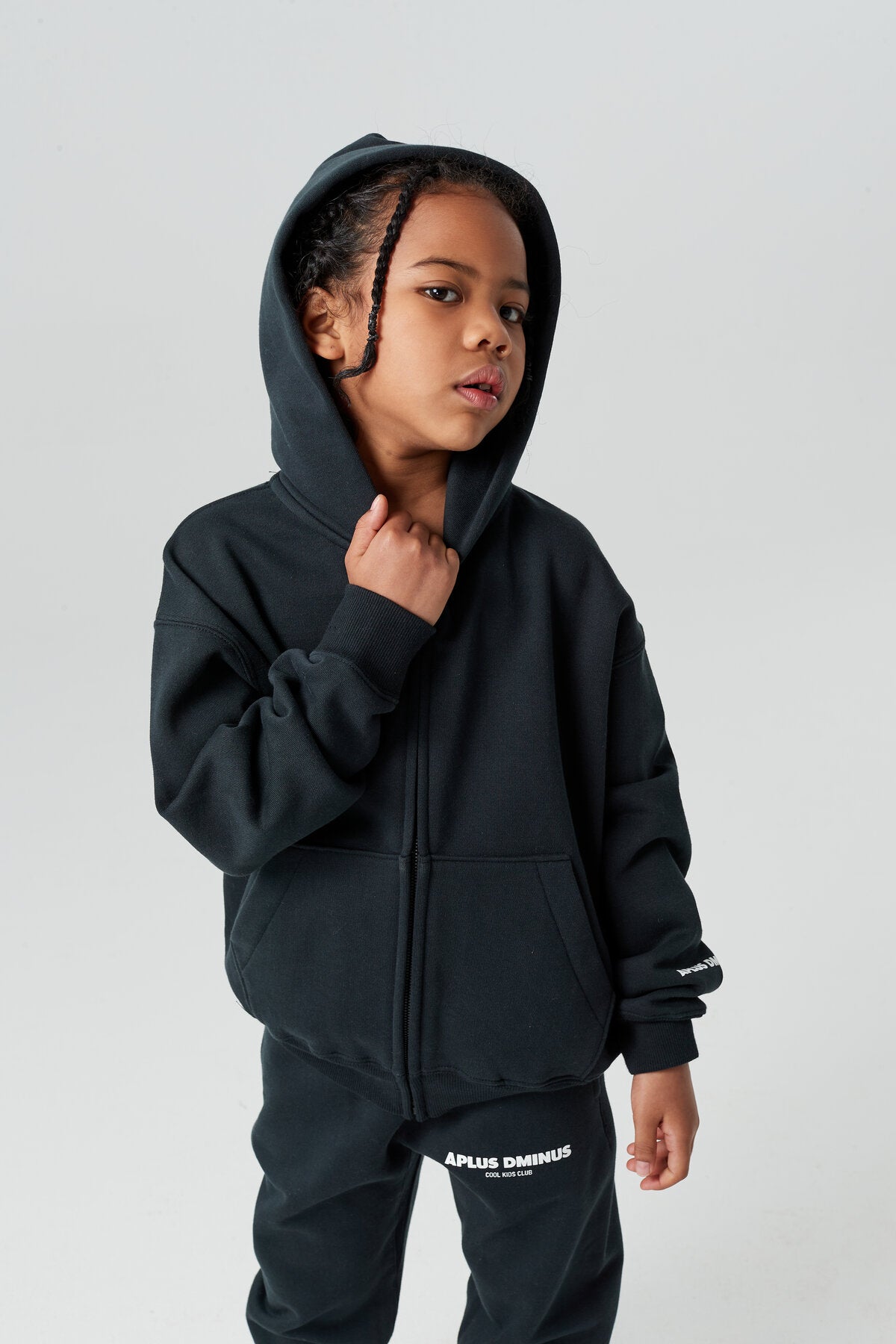 Kids APLUS DMINUS Cool Kids Club Zip-Up Hoodie – Lightweight Structured Fleece Jacket