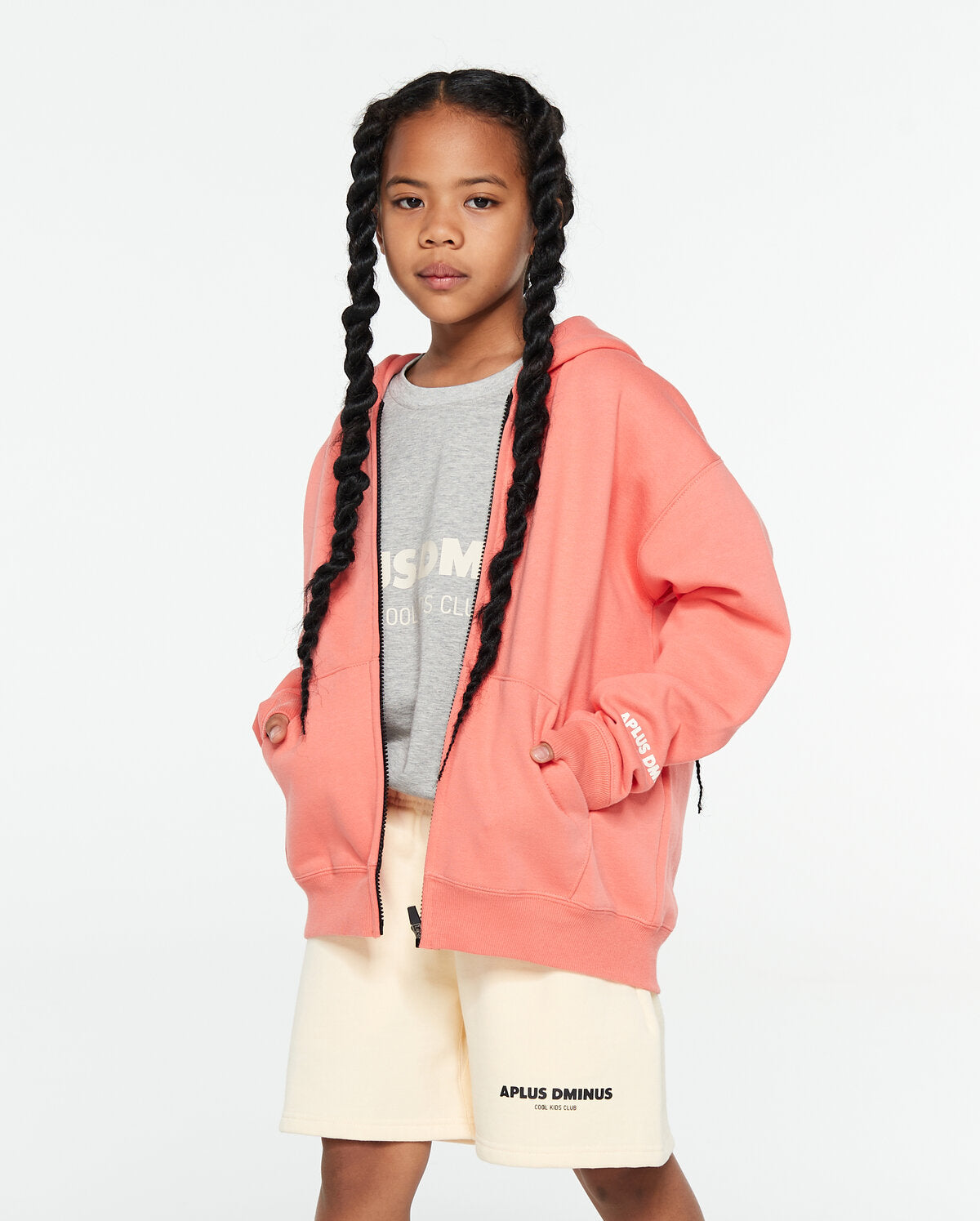 Kids APLUS DMINUS Cool Kids Club Zip-Up Hoodie – Lightweight Structured Fleece Jacket