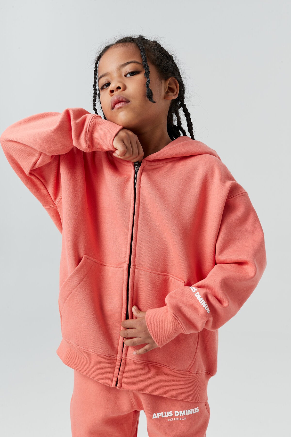 Kids APLUS DMINUS Cool Kids Club Zip-Up Hoodie – Lightweight Structured Fleece Jacket