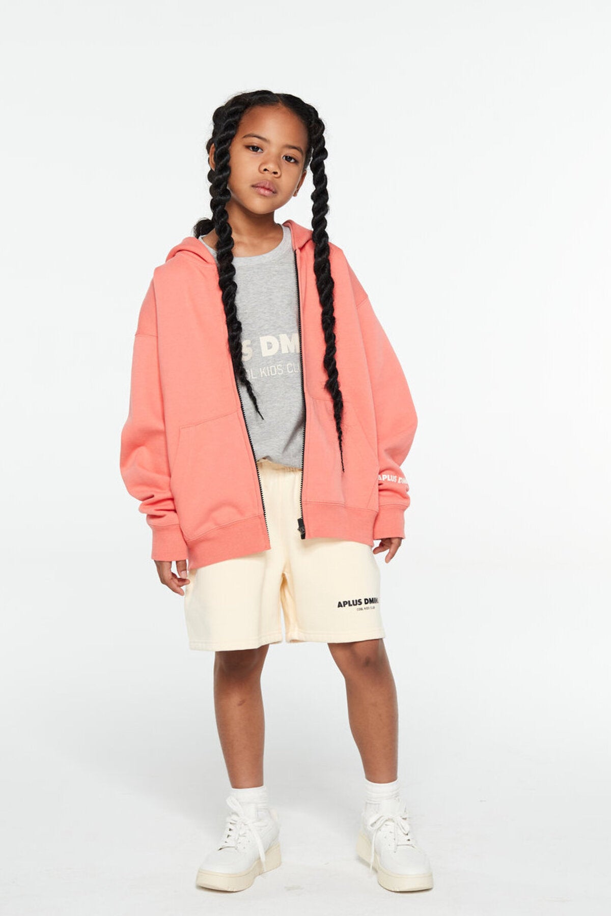 Kids APLUS DMINUS Cool Kids Club Zip-Up Hoodie – Lightweight Structured Fleece Jacket