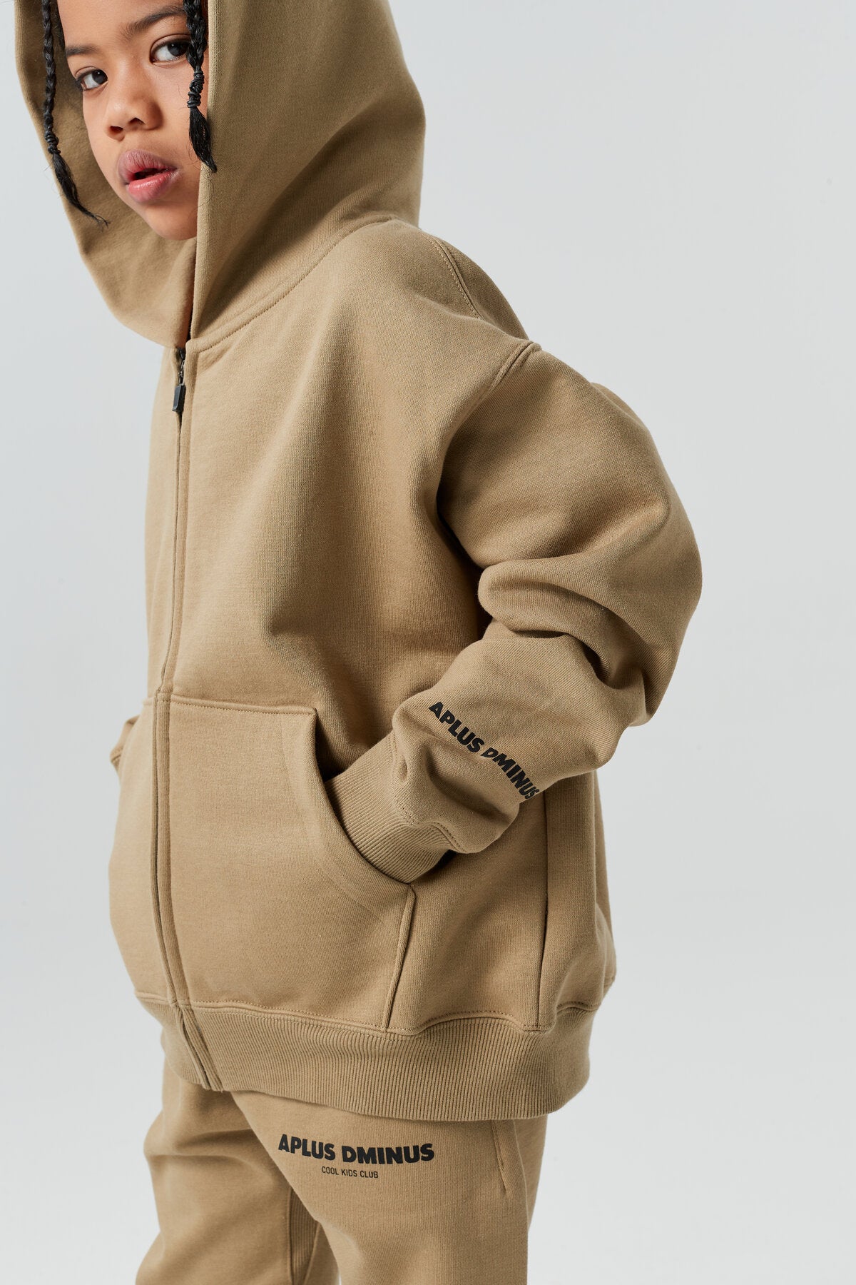 Kids APLUS DMINUS Cool Kids Club Zip-Up Hoodie – Lightweight Structured Fleece Jacket
