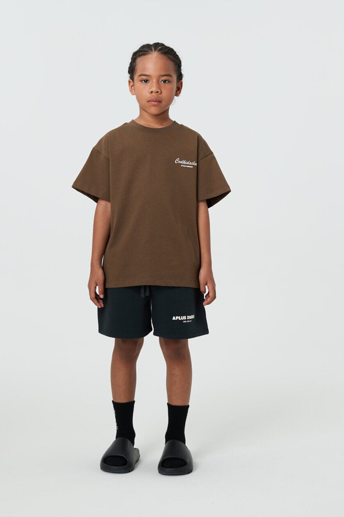 Kids APLUS DMINUS Coolkidsclub Graphic T-Shirt – 100% Cotton Boxy Fit Cursive Print Tee