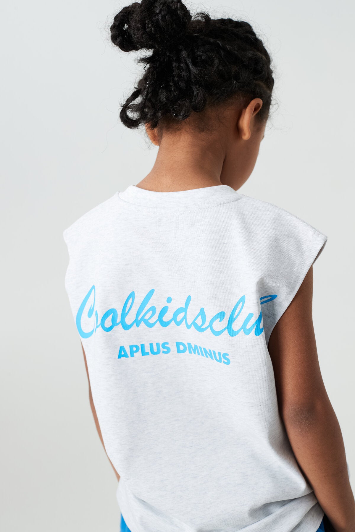 Kids APLUS DMINUS Coolkidsclub Script Logo Sleeveless T-Shirt – 100% Cotton Boxy Muscle Tee