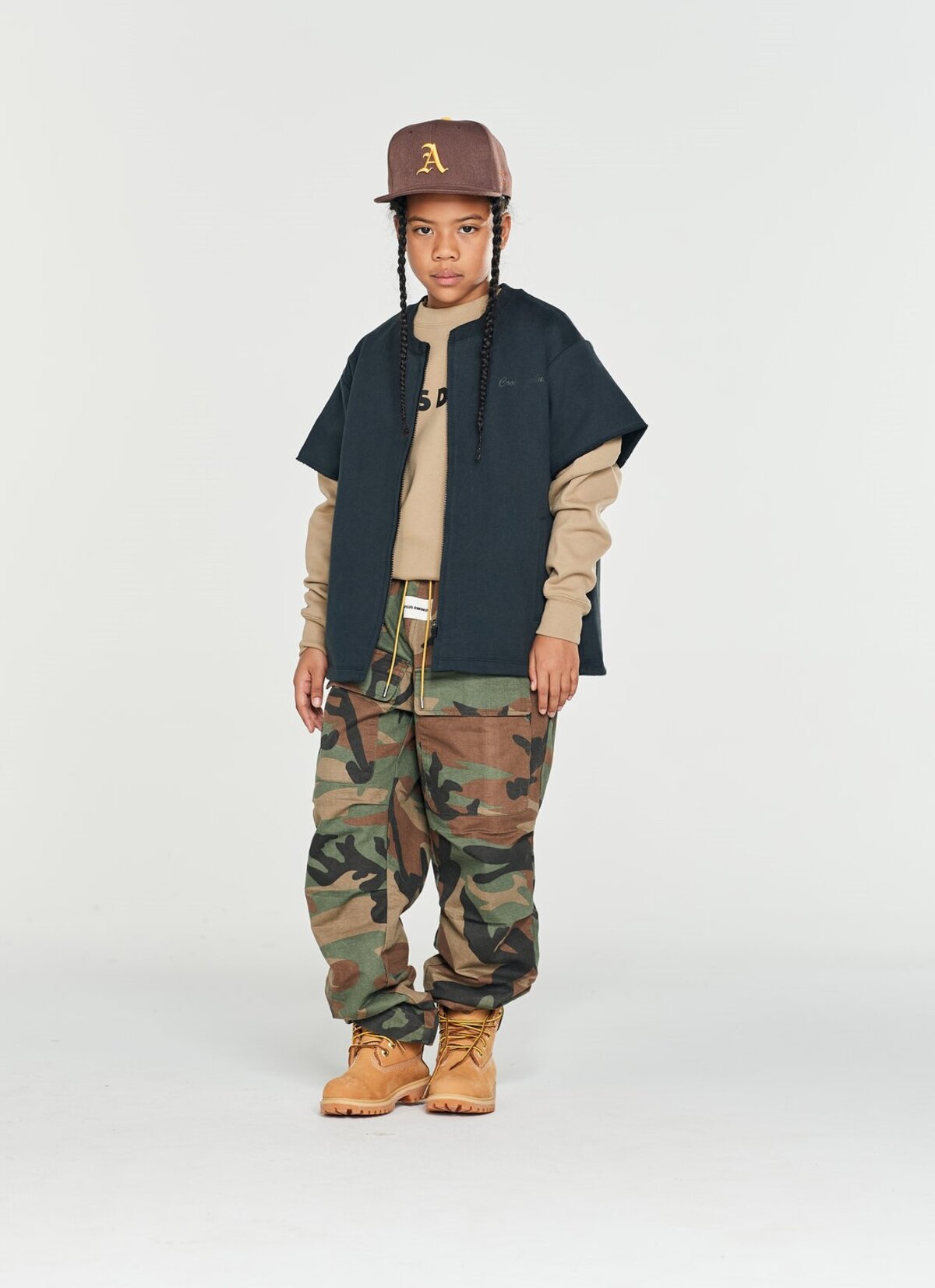 Kids APLUS DMINUS Double-Layer Zip-Up Short Sleeve Jacket – Boxy Structured Layering Outerwear