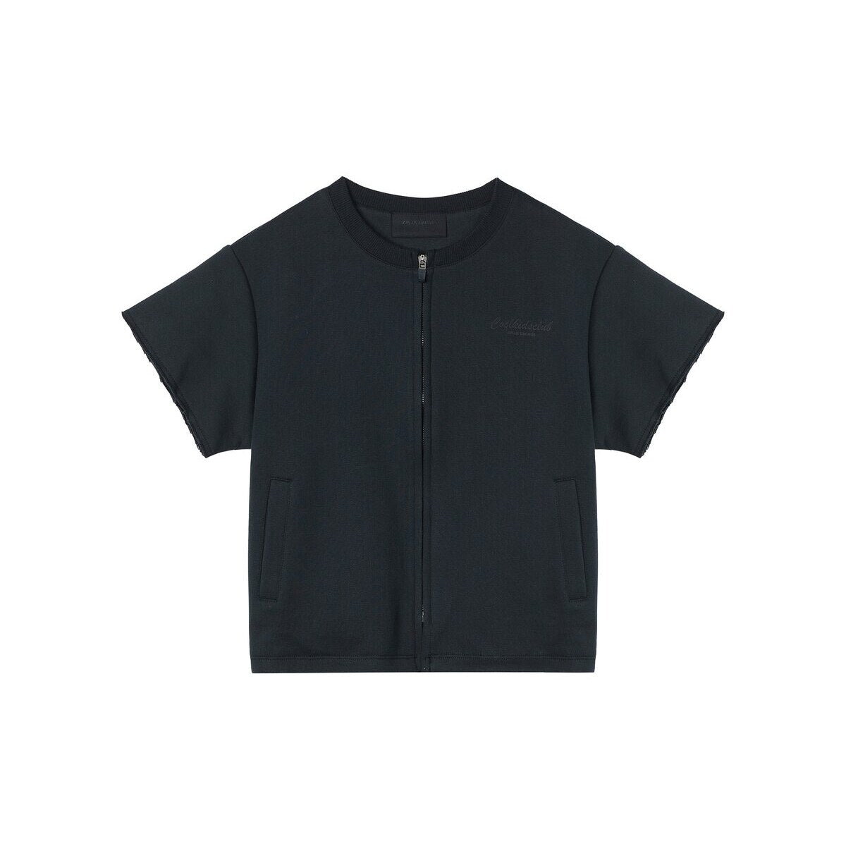 Kids APLUS DMINUS Double-Layer Zip-Up Short Sleeve Jacket – Boxy Structured Layering Outerwear