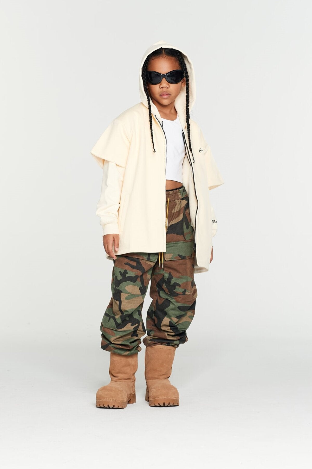 Kids APLUS DMINUS Double-Layer Zip-Up Short Sleeve Jacket – Boxy Structured Layering Outerwear