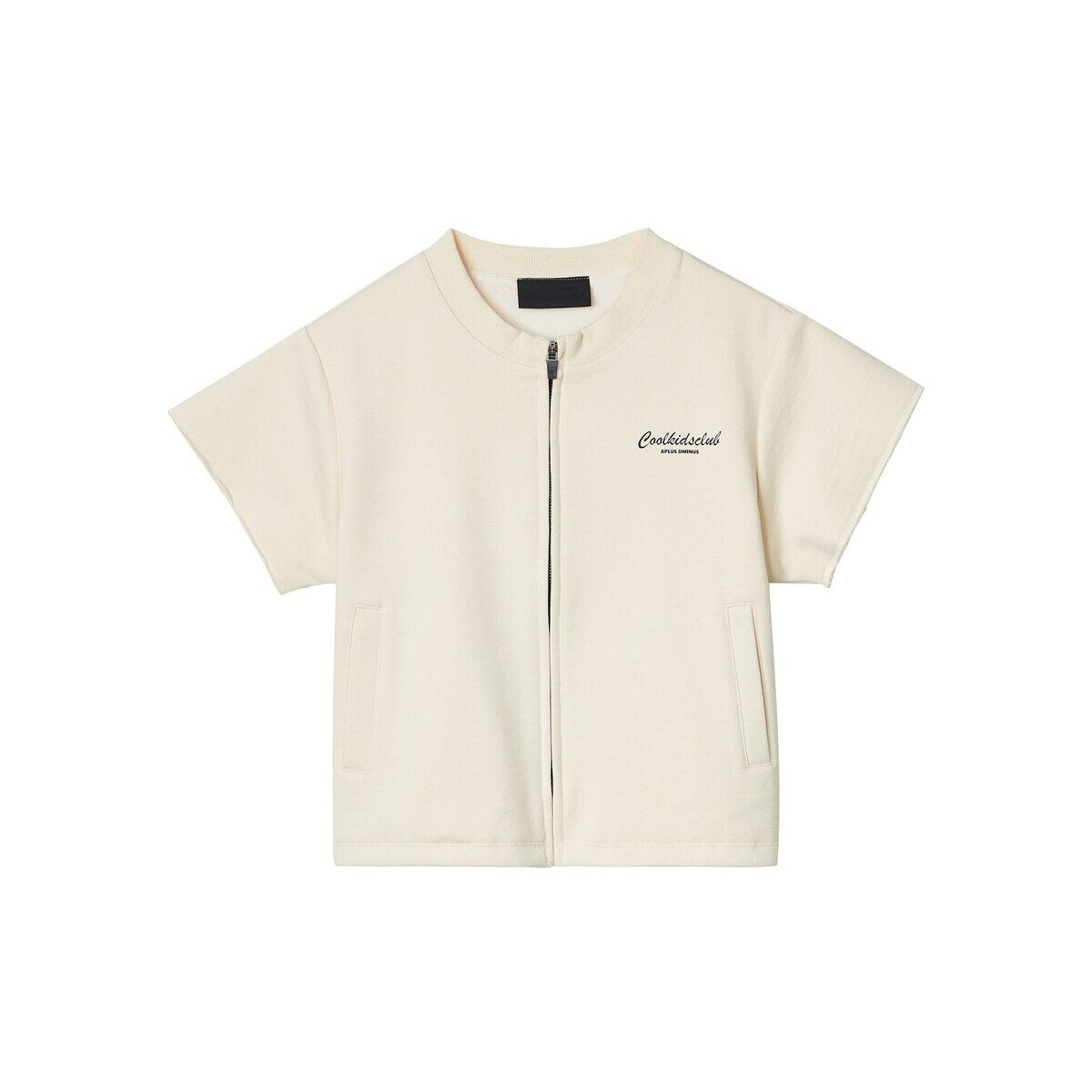 Kids APLUS DMINUS Double-Layer Zip-Up Short Sleeve Jacket – Boxy Structured Layering Outerwear