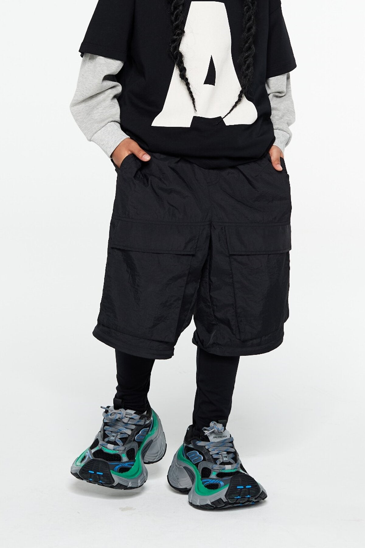 Kids APLUS DMINUS Futurism Detachable Cargo Pants – UPF50+ Quick-Dry Convertible Nylon Trousers