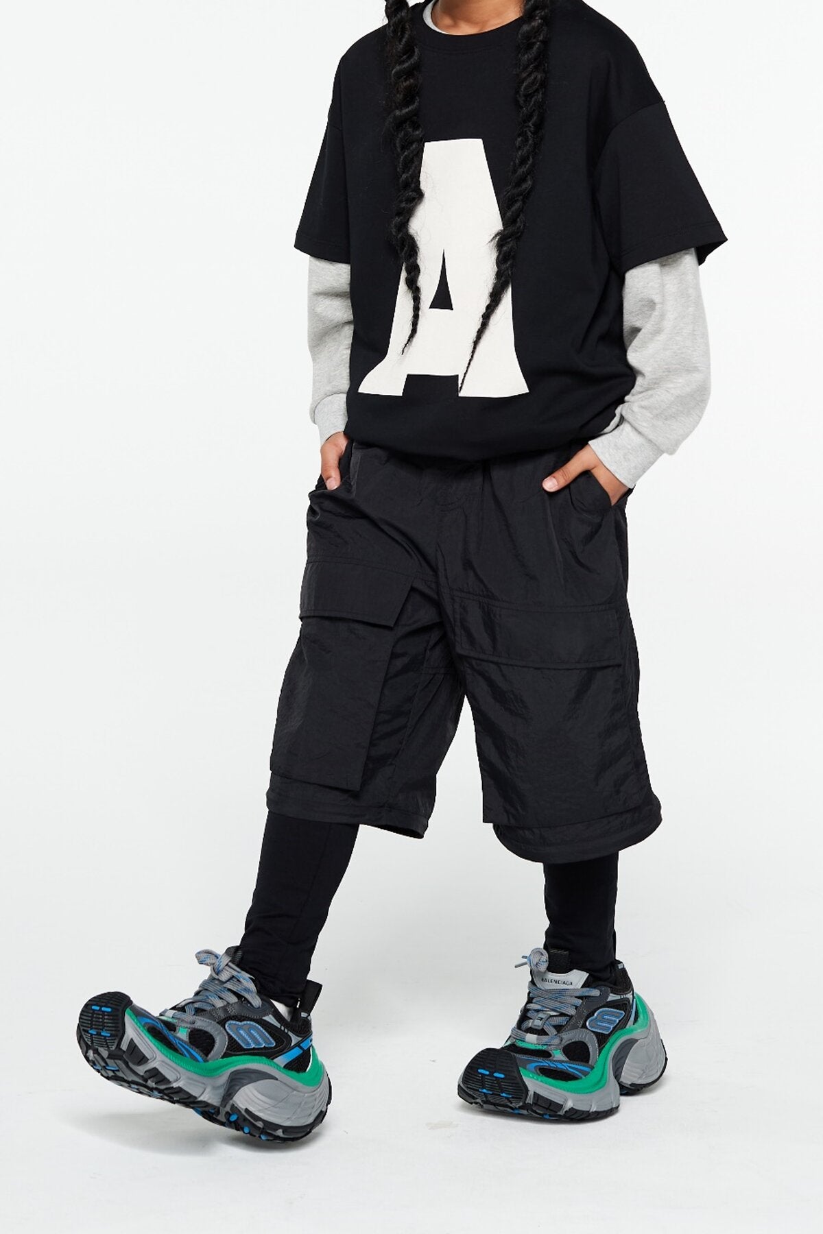 Kids APLUS DMINUS Futurism Detachable Cargo Pants – UPF50+ Quick-Dry Convertible Nylon Trousers