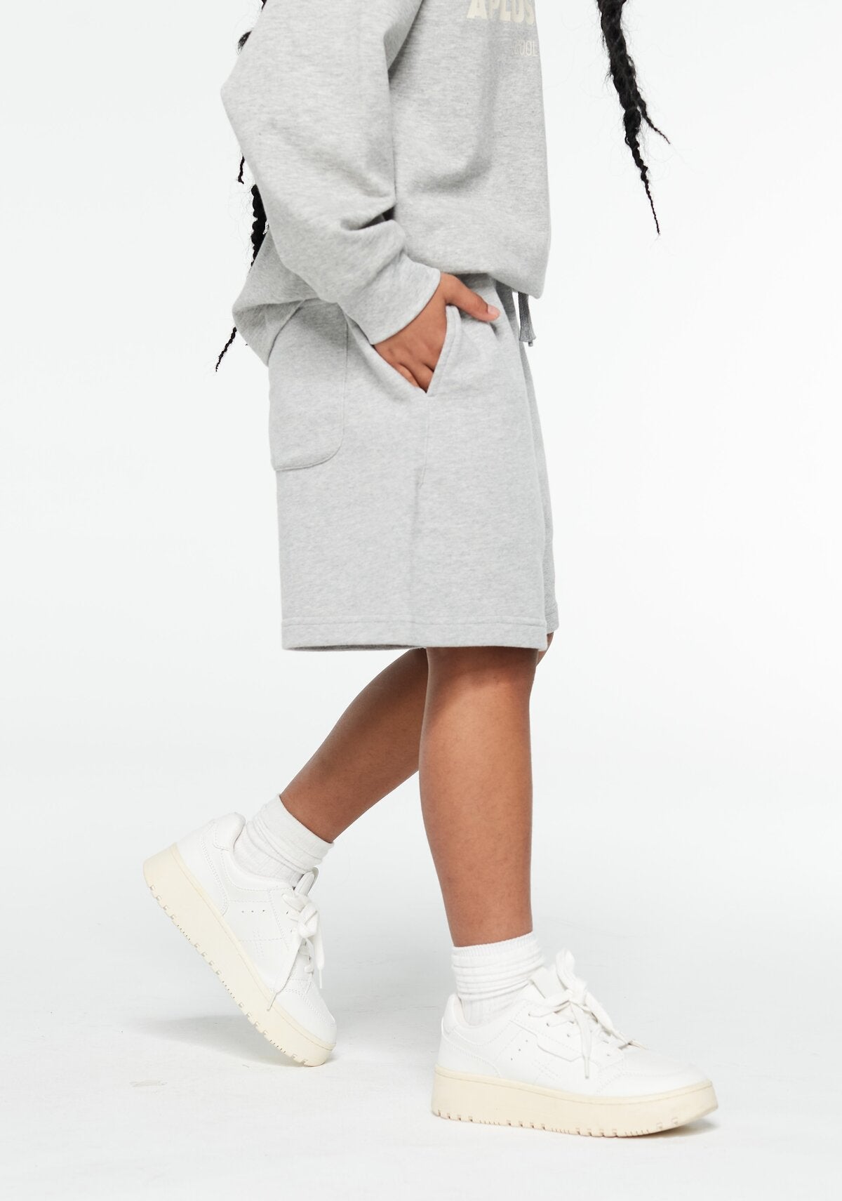 Kids APLUS DMINUS Logo Drawstring Sweat Shorts – 100% Cotton Basic Athletic Casual Shorts