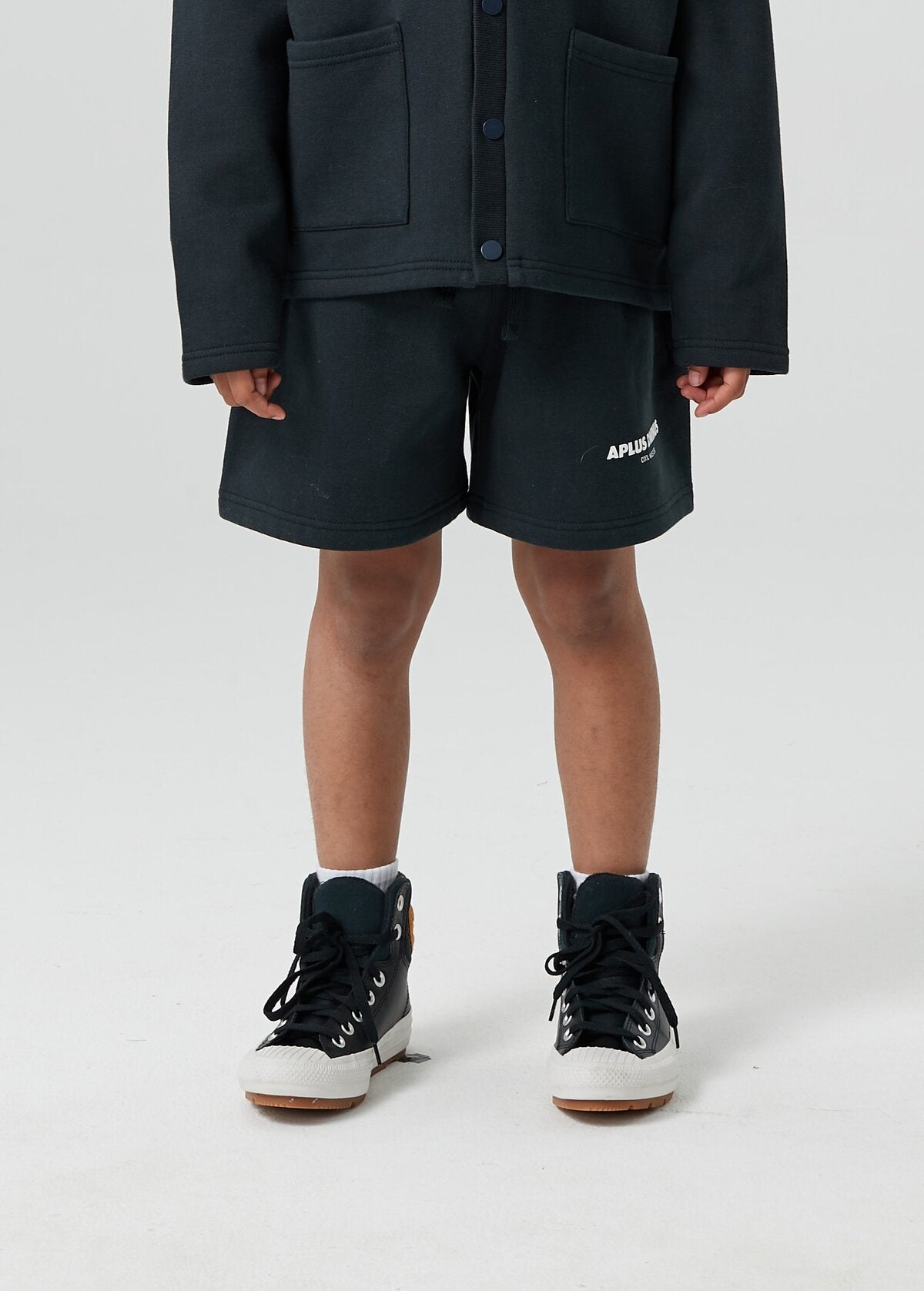 Kids APLUS DMINUS Logo Drawstring Shorts – 100% Cotton Lightweight Loopback Terry Athletic Shorts