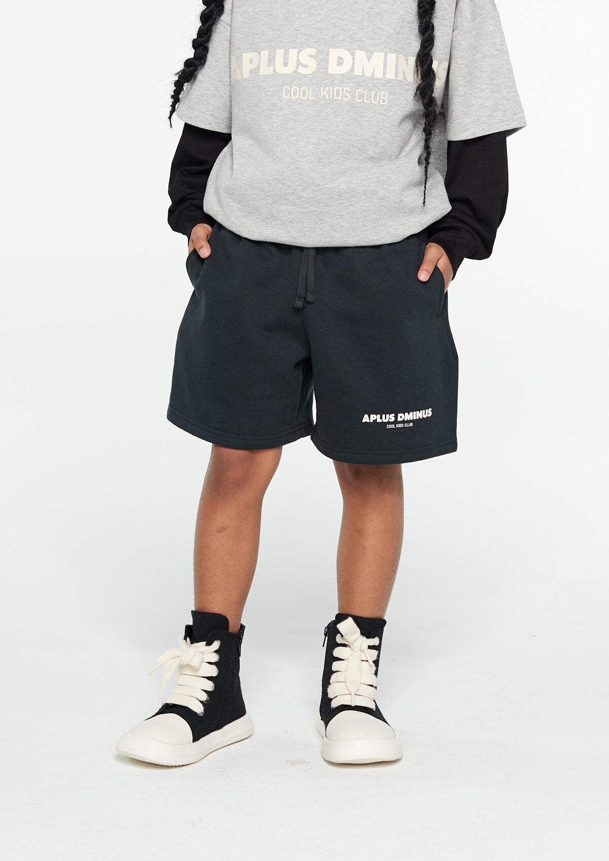 Kids APLUS DMINUS Logo Drawstring Shorts – 100% Cotton Lightweight Loopback Terry Athletic Shorts