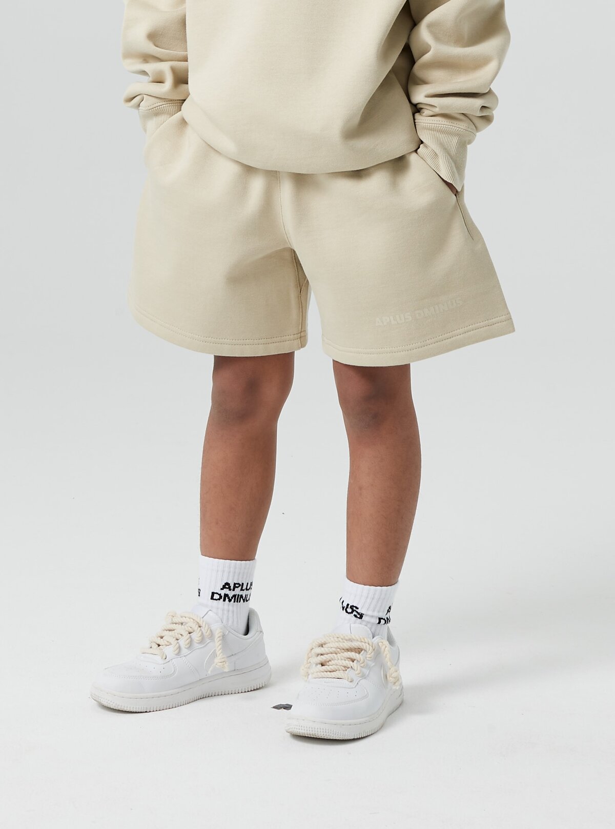 Kids APLUS DMINUS Logo Drawstring Shorts – 100% Cotton Lightweight Loopback Terry Athletic Shorts