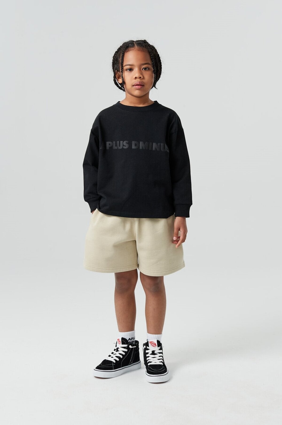 Kids APLUS DMINUS Logo Fitted Long Sleeve T-Shirt – 100% Cotton Sports Casual Basic Tee