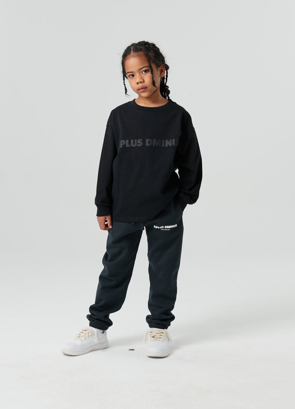 Kids APLUS DMINUS Logo Fitted Long Sleeve T-Shirt – 100% Cotton Sports Casual Basic Tee