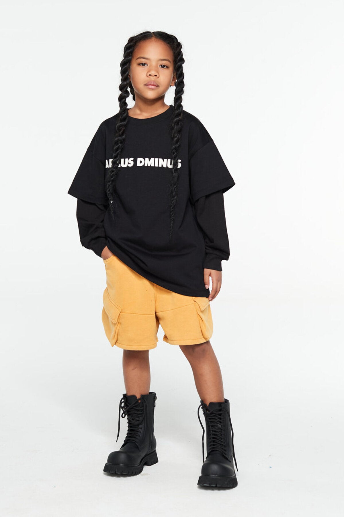 Kids APLUS DMINUS Logo Fitted Long Sleeve T-Shirt – 100% Cotton Sports Casual Basic Tee