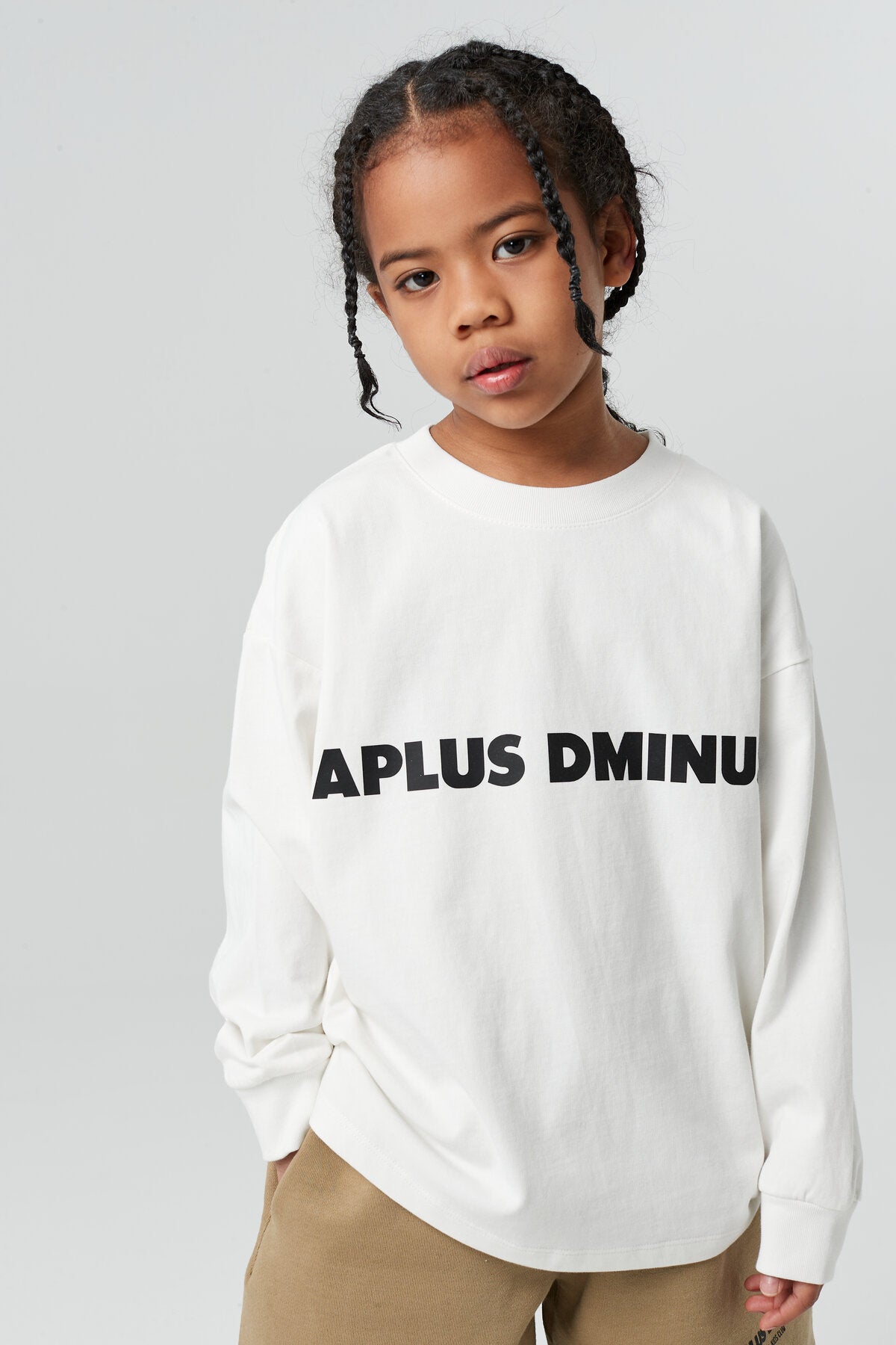 Kids APLUS DMINUS Logo Fitted Long Sleeve T-Shirt – 100% Cotton Sports Casual Basic Tee