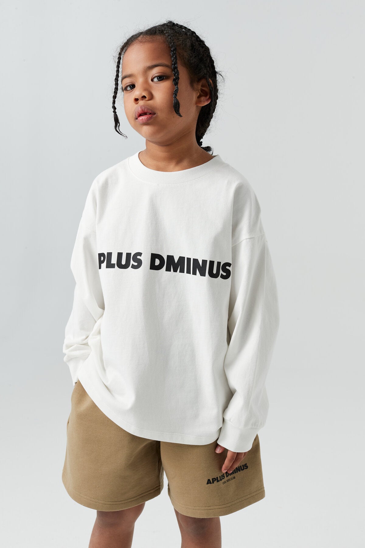 Kids APLUS DMINUS Logo Fitted Long Sleeve T-Shirt – 100% Cotton Sports Casual Basic Tee
