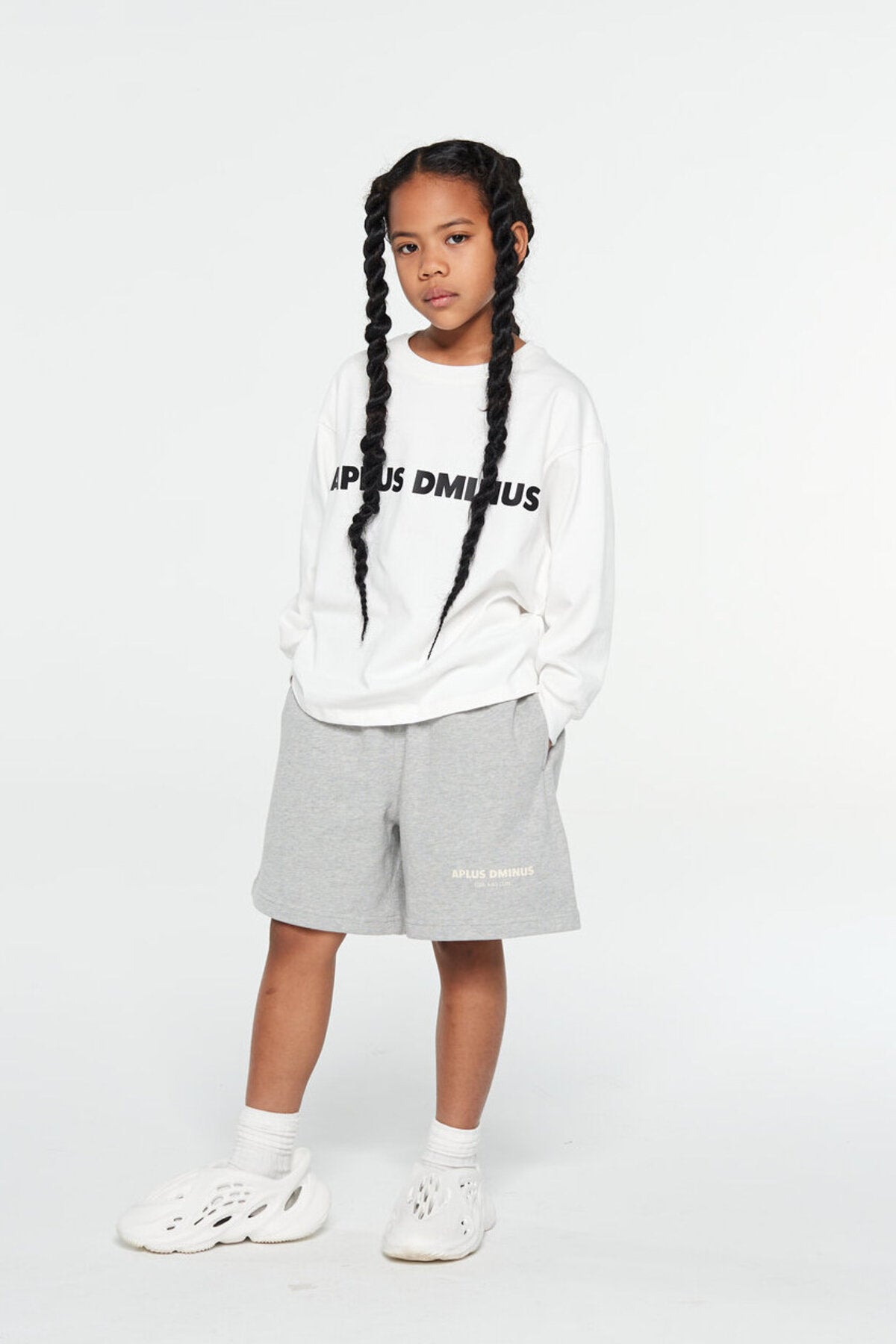 Kids APLUS DMINUS Logo Fitted Long Sleeve T-Shirt – 100% Cotton Sports Casual Basic Tee