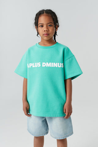 Kids APLUS DMINUS Logo Fleece Short Sleeve Tee – Structured Boxy Layering T-Shirt