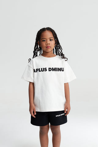 Kids APLUS DMINUS Logo Graphic T-Shirt – Screen-Printed Oversized Everyday Tee