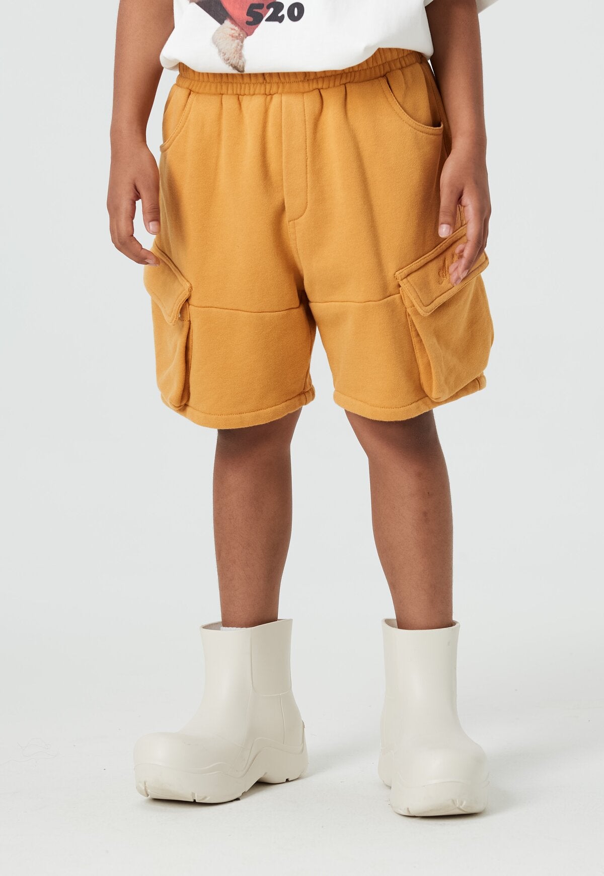 Kids APLUS DMINUS Loopback Terry Washed Cargo Shorts – 100% Cotton Heavyweight Workwear Shorts