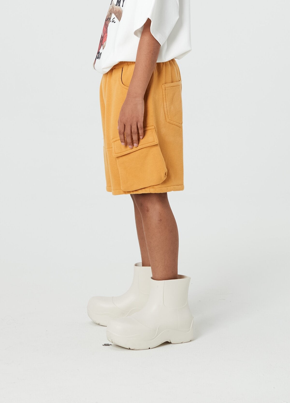 Kids APLUS DMINUS Loopback Terry Washed Cargo Shorts – 100% Cotton Heavyweight Workwear Shorts