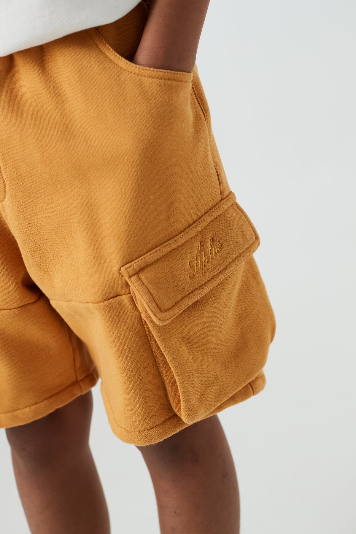 Kids APLUS DMINUS Loopback Terry Washed Cargo Shorts – 100% Cotton Heavyweight Workwear Shorts