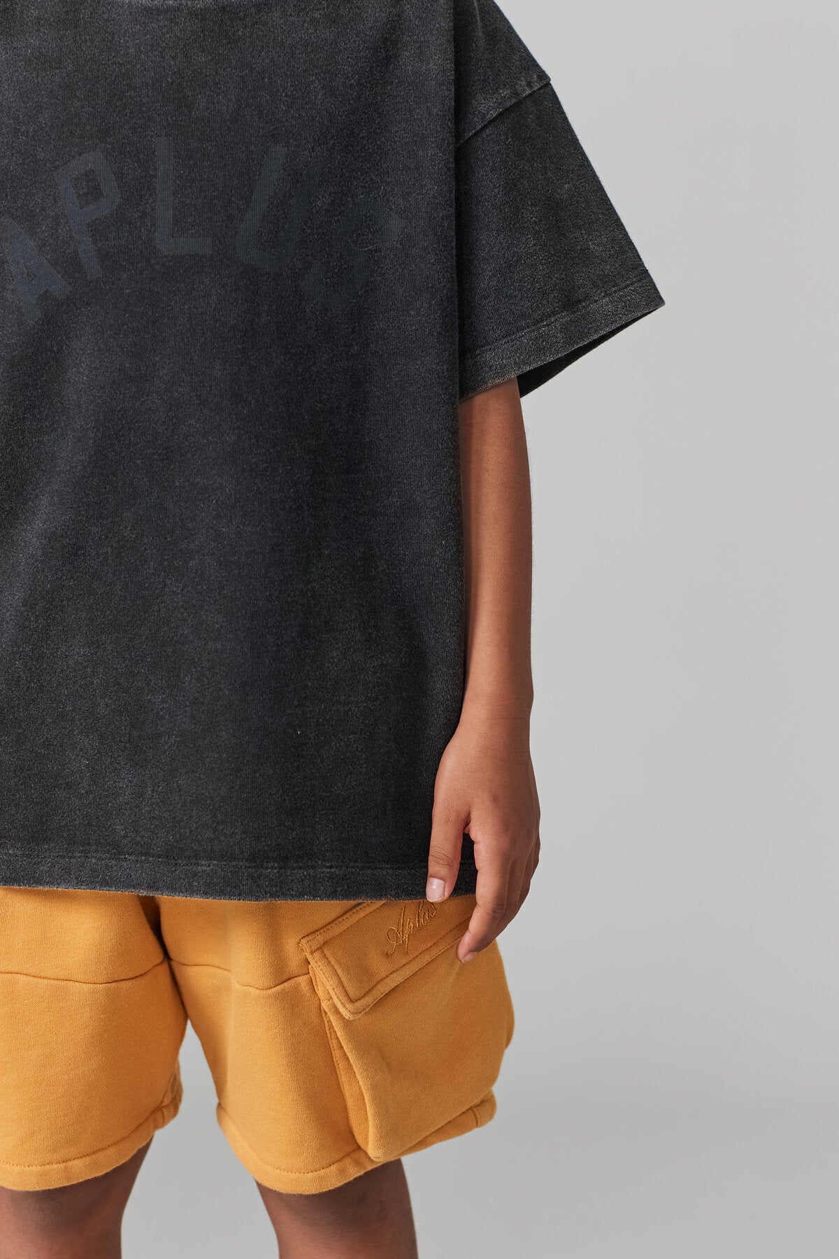 Kids APLUS DMINUS Loopback Terry Washed Cargo Shorts – 100% Cotton Heavyweight Workwear Shorts