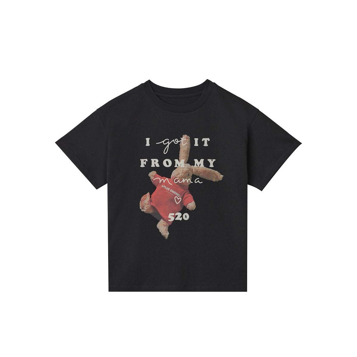 Kids APLUS DMINUS Love Mom Bunny Graphic T-Shirt – 100% Cotton Boxy Fit Tee