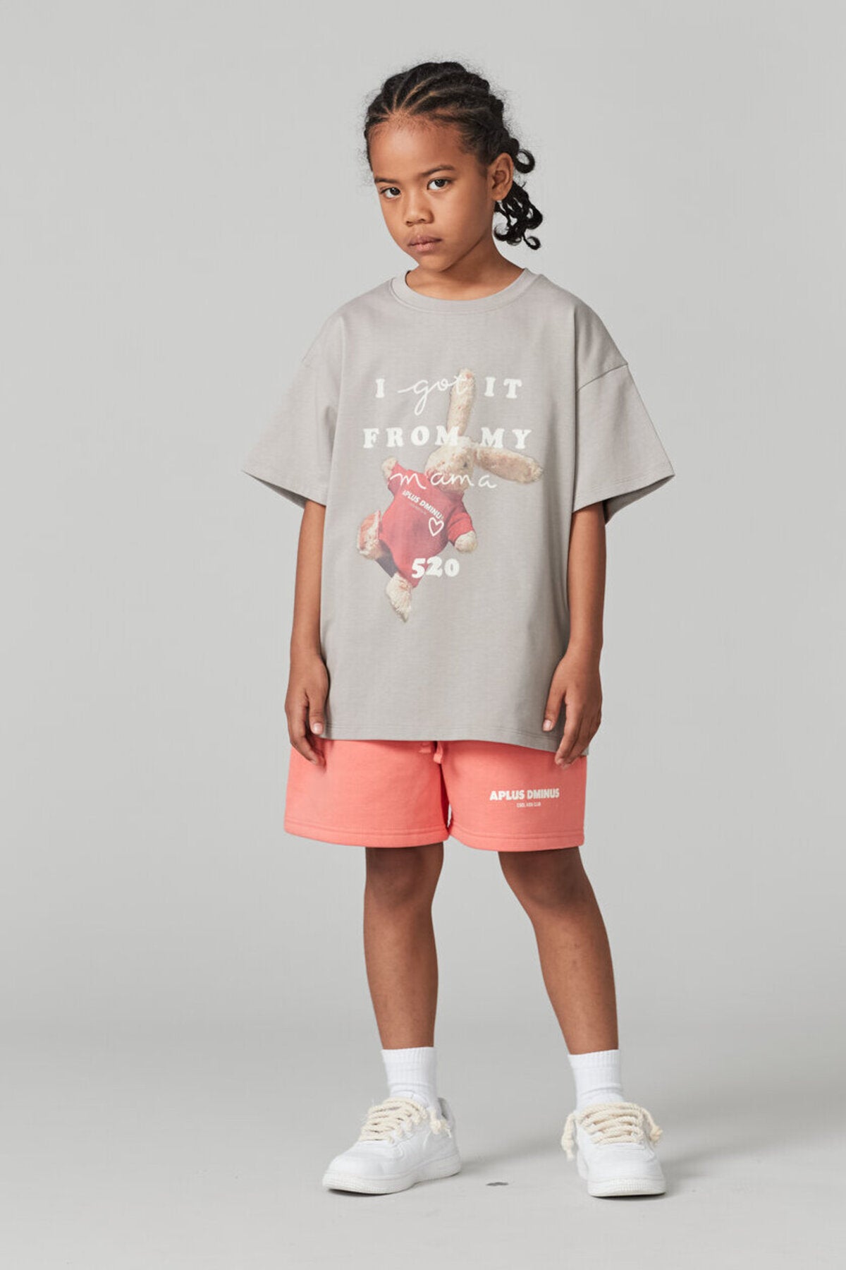 Kids APLUS DMINUS Love Mom Bunny Graphic T-Shirt – 100% Cotton Boxy Fit Tee
