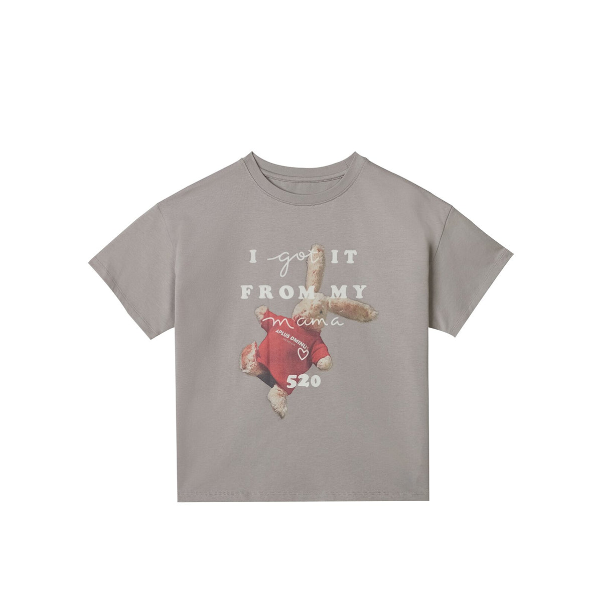 Kids APLUS DMINUS Love Mom Bunny Graphic T-Shirt – 100% Cotton Boxy Fit Tee